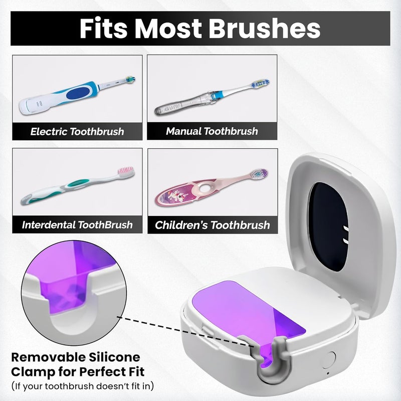 JetFresh Portable UV Toothbrush Sanitizer Holder & Cleaner with UV Light & Magnetic Mounting - Rechargeable Toothbrush Sanitizer for Travel Cover, Wall Mounted UV Tooth Brush Sanitizer Holder Fits Most Brushes - Image 5